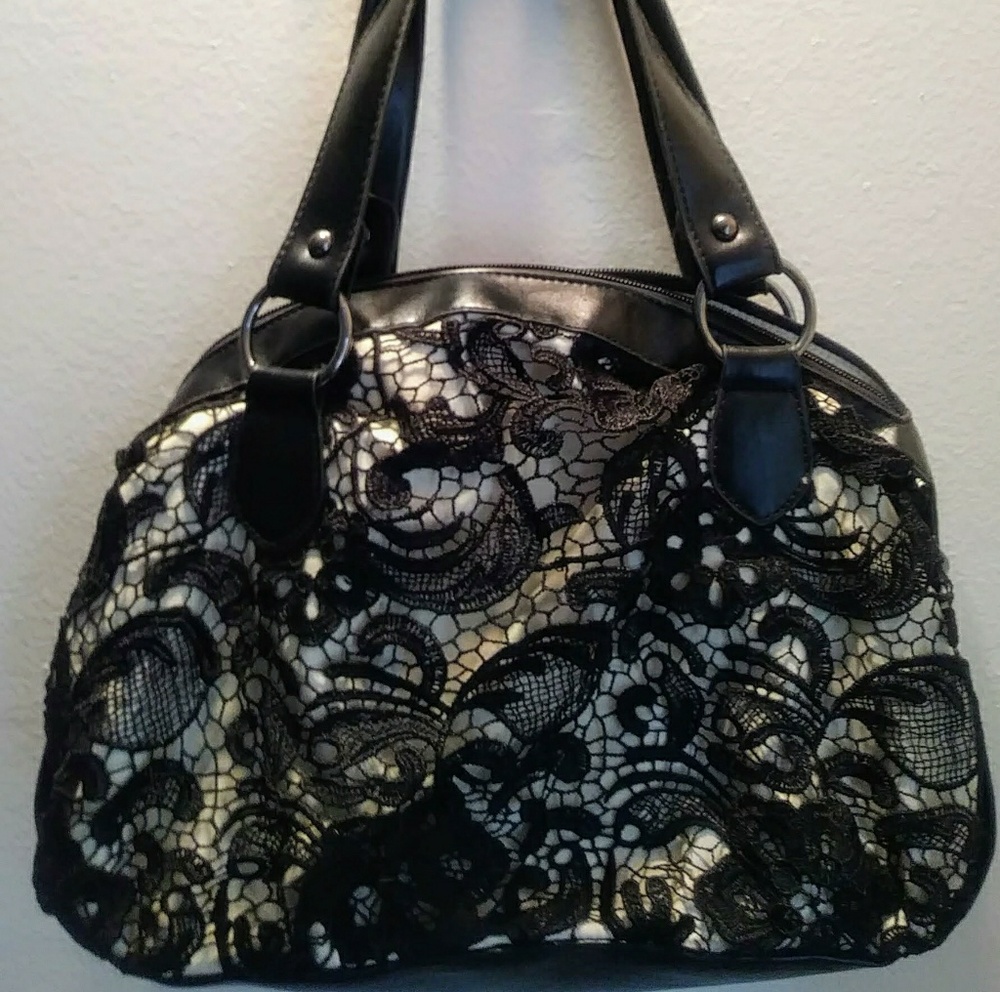 Black Lace Shoulder Bag Purse
